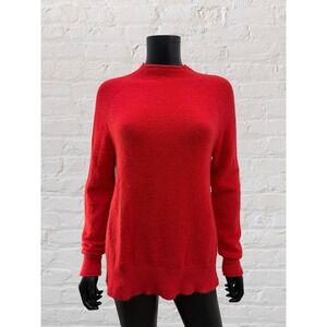 J.Crew Merino Wool Alpaca Blend Sweater Womens Small Red Mock Neck Raglan Sleeve